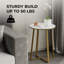 Small Round Side Table - White Marble MDF Top & Gold Metal Frame (Bedroom/Living Room Coffee Tea End Table)