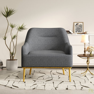 Chaise d'appoint moderne avec dossier incurvé et pieds en métal pour le salon, la chambre à coucher ou le coin lecture