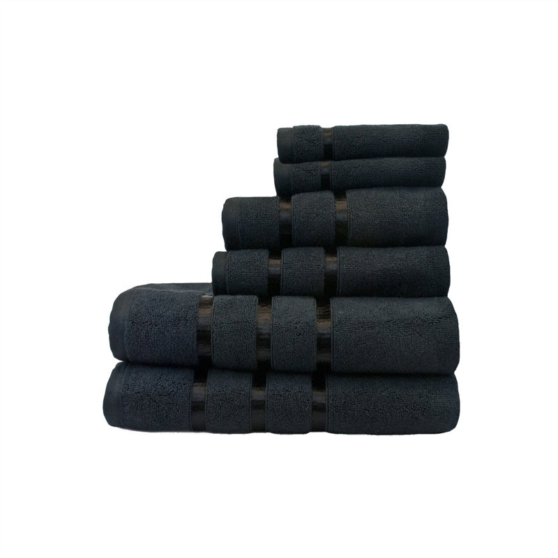 Ensemble de serviettes 6 pièces 100% coton, Noir