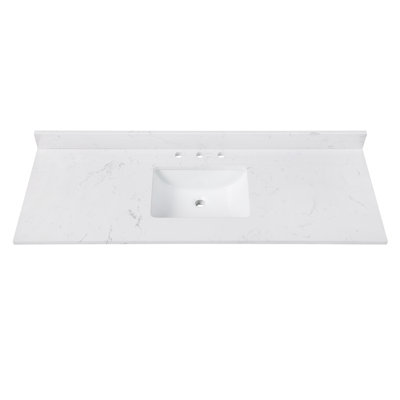 Cala 61'' Stone Double Bathroom Vanity Top with Sink