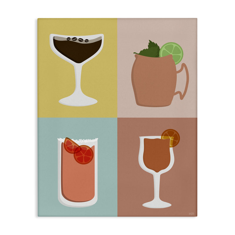 "Mixed Cocktail Drinks", art mural par Natalie Carpentieri, H 30 po x l 24 po