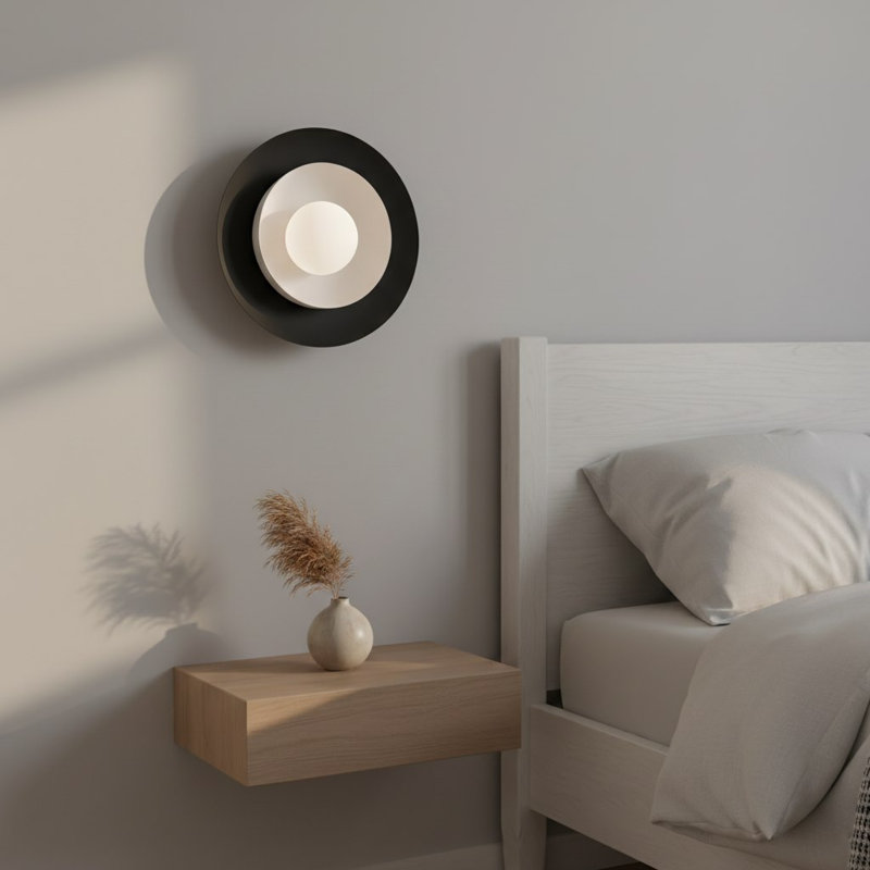 Steel Flush Mounted Sconce, Black/White