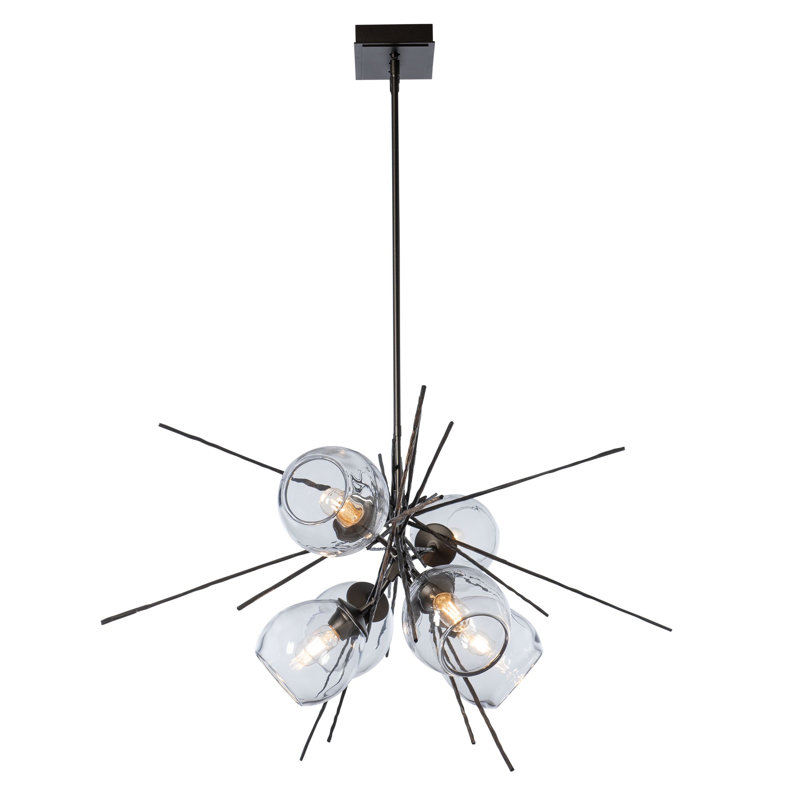 Griffin 6 - Light Sputnik Sphere Chandelier, XLong: 32.3" to 71.3", Clear Glass, Oil Rubbed Bronze