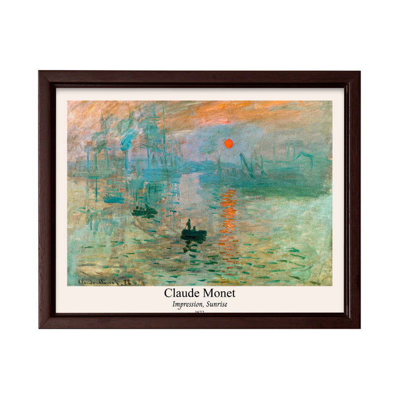 Claude Monet - Impression Sunrise No1, Canvas, 18"H x 24"W, Brown Framed