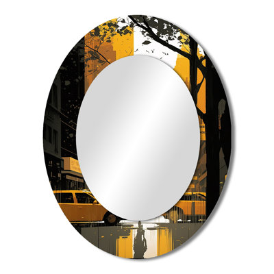 New York Sunshine After The Rain I - Large Oval Wall Mirror On Metal