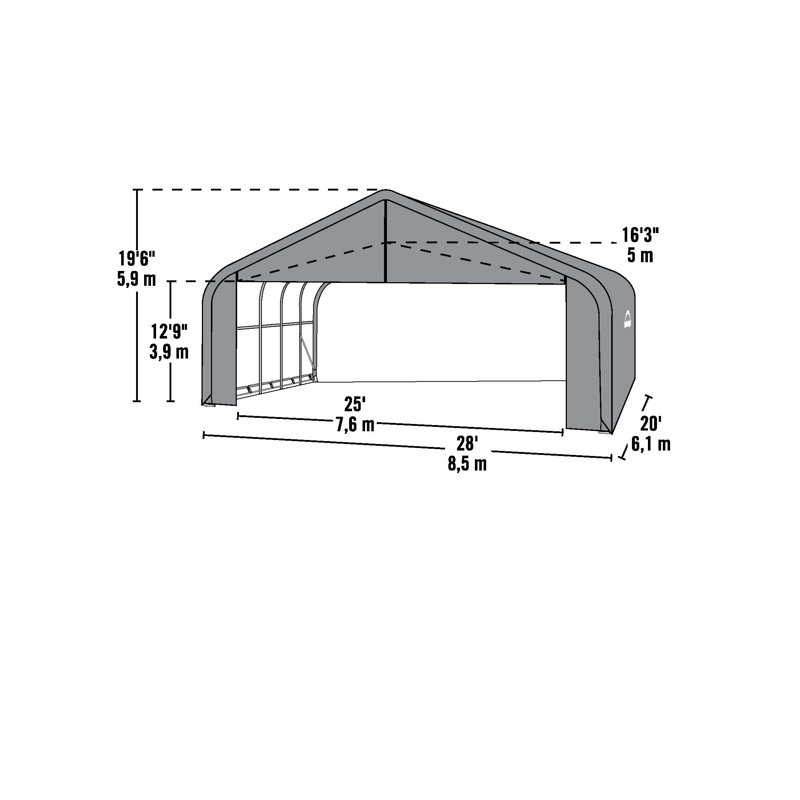 28 pi L x P 20 pi Garage, Gris