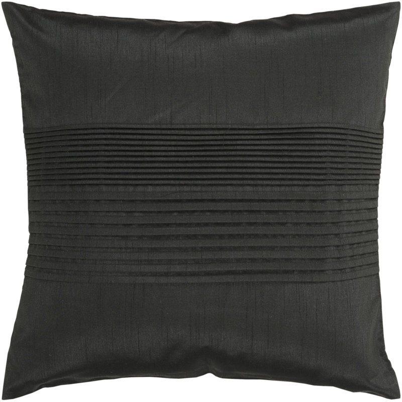 Daquaries Pleated Square Throw Pillow, 18" x 18", Black, Polyester