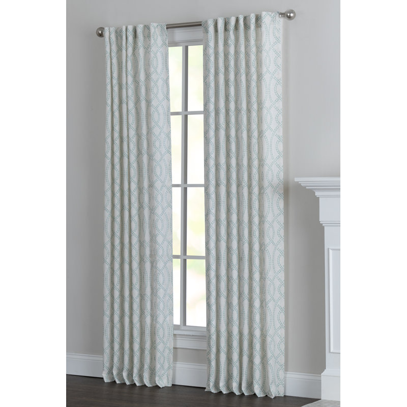 Wobna Polyester / Linen Light Filtering Geometric Leaf Print Curtian Panel with Rod Pocket Top , 50" W x 84" L, Green