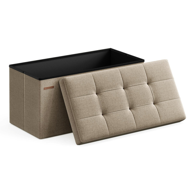 Banc de rangement avec repose-pieds pliant, Tanné, Tissu Oxford