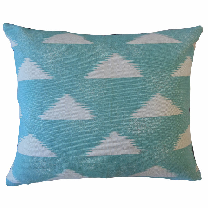 Oreiller en coton Zagiri, 24 po x 24 po, Cyan