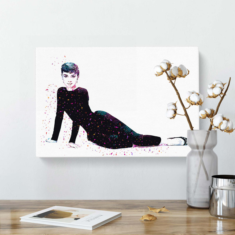 Audrey Hepburn in Abstract - Wrapped Canvas, 40cm H x 60cm W 