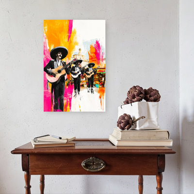Vibrant Mariachi Street Music Colorful Traditional Vibrant City Wall Art Print 1 Piece Wrapped Canvas Wall Art