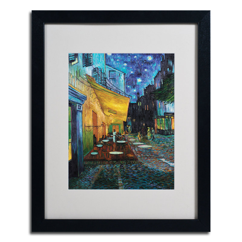 "café terrace" par vincent van gogh, reproduction d’art sur toile, Noir, H 20 po x l 16 po x P 0,5 po