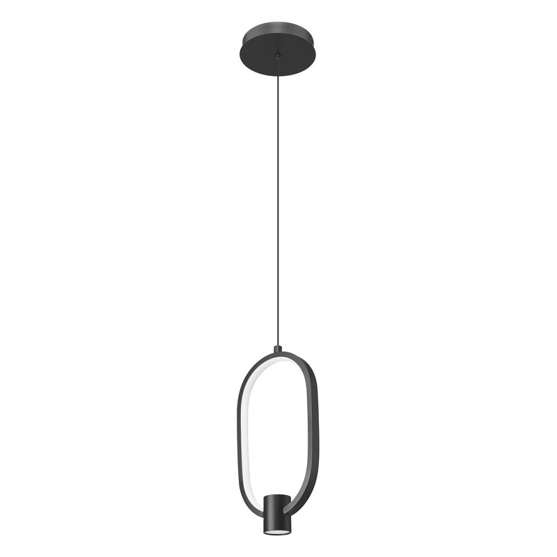 Luminaire suspendu 1 lumière noir mat 7,25 po Saros
