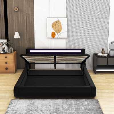 Daishanae Queen Size Upholstered Platform bed with Hydraulic Storage System and LED Light Headboard -  Ivy Bronx, C701A1CD9A5D486891334107290E1305