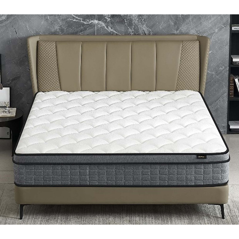 Matelas hybride de 12 pouces dans une boîte, coussin de lit à plateau-coussin avec mousse à mémoire de forme infusée de gel, respirant et hypoallergénique, mi-ferme pour un soutien lombaire