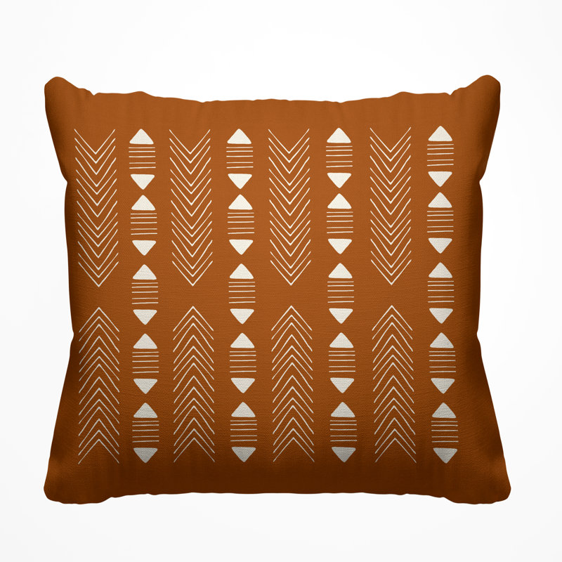 Coussin décoratif intérieur / extérieur Nona Tribal, L 19 po x H 19 po, Orange