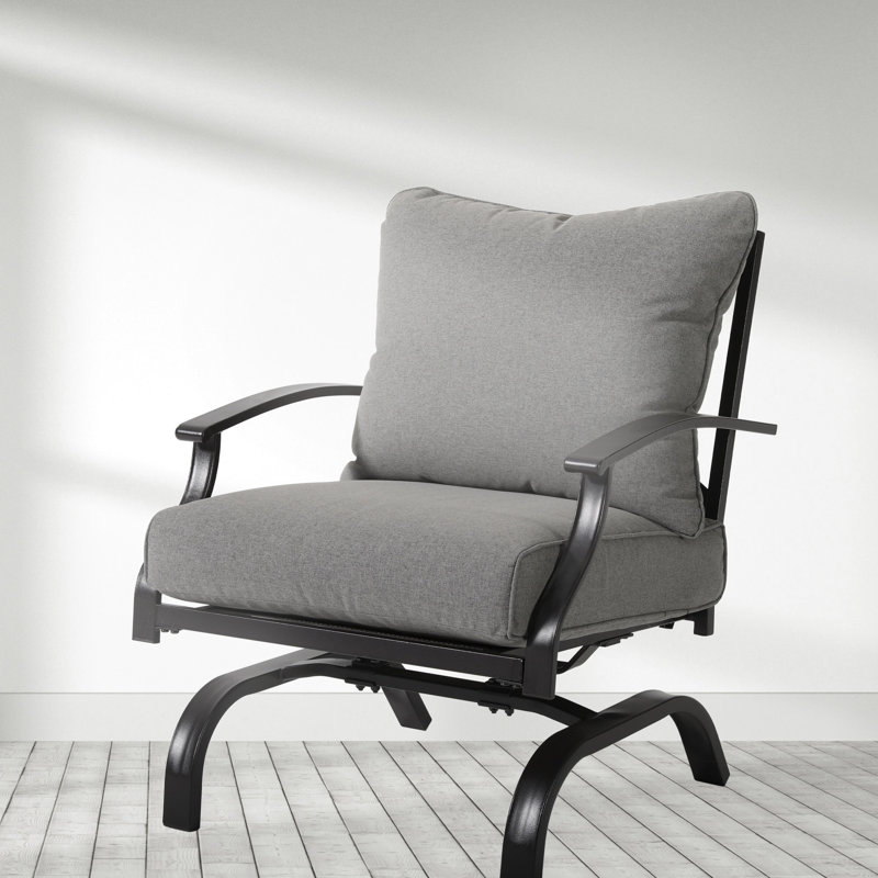 Chaise de patio en acier avec coussins Vimlesh
