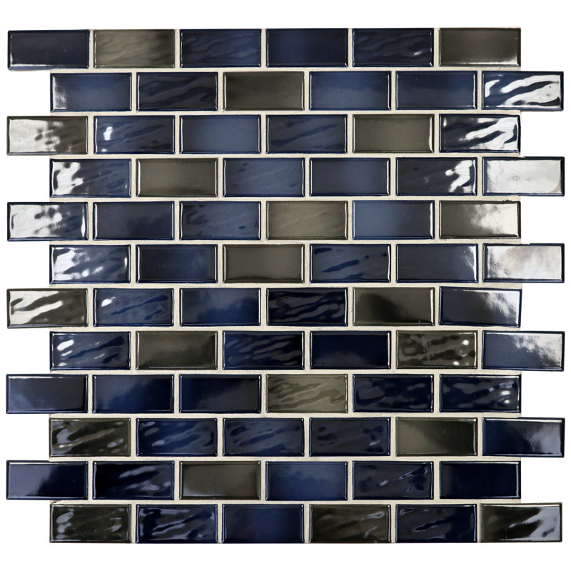 Swimming Pool Series 1" X 2" Porcelain Mosaic Tile, Coral