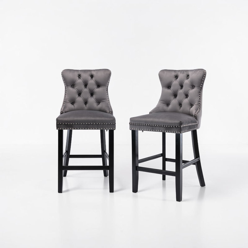 Tabourets de bar Blakeway, Grey, Black