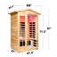 Le sauna d'extérieur KISRAIS pour 2 personnes à faible intensité électromagnétique et à infrarouge lointain résiste à la température extérieure de 4 ℉ à 104 ℉ avec lumières de chromothérapie, lampes de lecture, haut-parleurs Bluetooth | Sauna personnel à chaleur sèche intérieure / extérieure pour la maison et le gymnase - fabriqué à partir de vieux sapin canadien