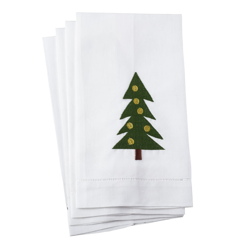 Serviette de noël pour l’arbre de noël à broderie point ajouré en coton