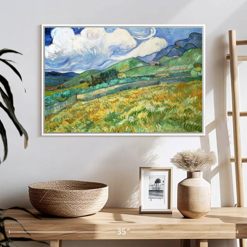 Paysage de Saint Remy, Cadre flottant blanc, 25 po x 17 po