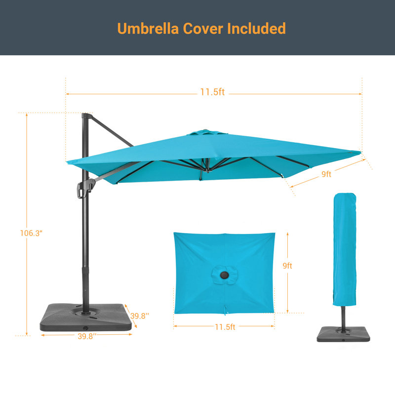 Martinez 138.2'' x 108.4'' Rectangular Cantilever Umbrella, Lake Blue