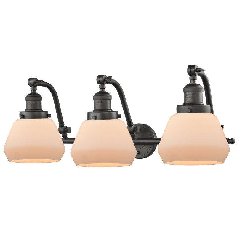 Keefe 3 - Light Dimmable Vanity Light, Oil Rubbed Bronze, Matte White Cased, 60 Watt Vintage Incandescent Bulb