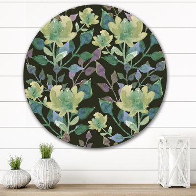 Light Green Botanicals On Dark Green " Light Green Botanicals On Dark Green "
