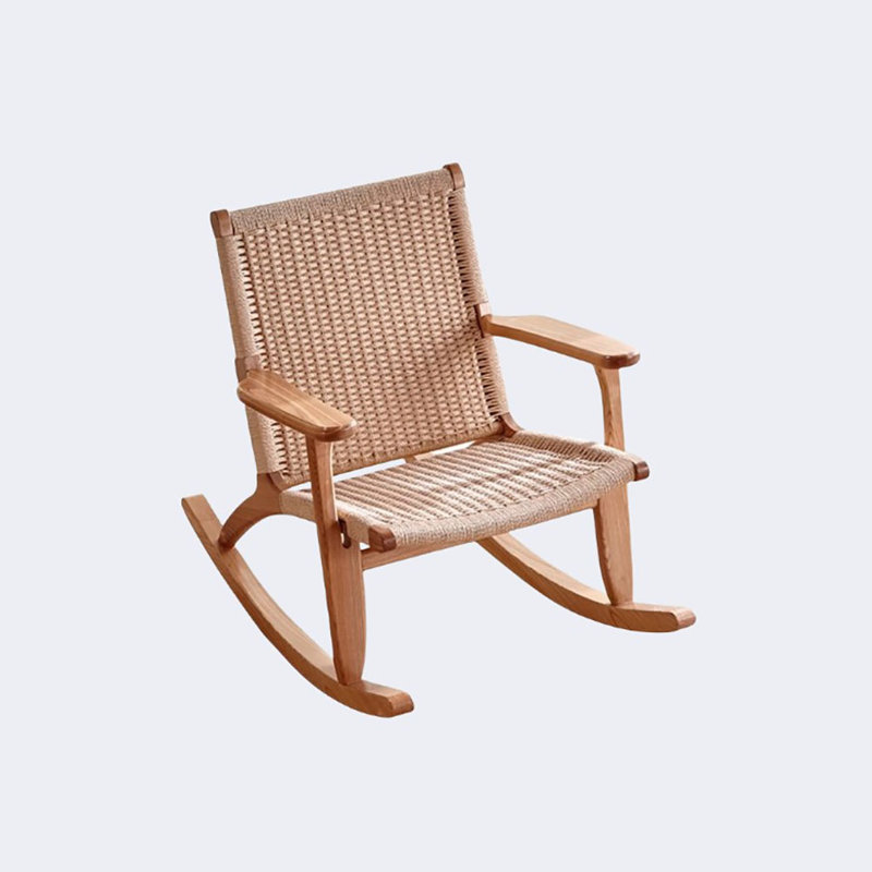 Chaise berçante en bois massif simple décontracté, Brun