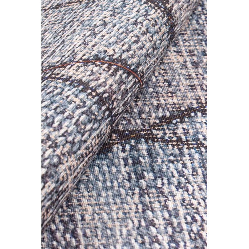 Tapis décoratif rayé bleu gris, Rectangle 7 pi 7 po x 10 pi 10 po