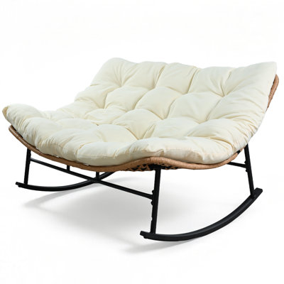 Outdoor Oversize Rocking Chair with Thick Cushion
