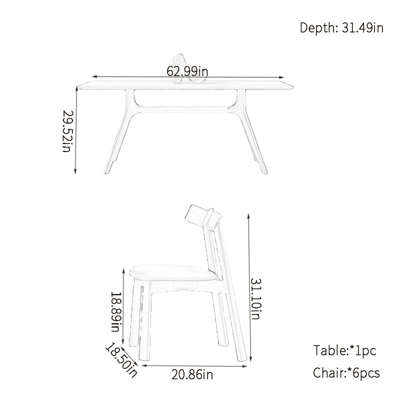 Rectangular rock plate dining table sets, 29.52"H x 62.99"L x 31.49"W