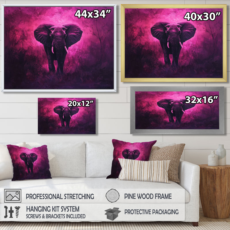 Haledon éléphant dans la lueur du crépuscule d'Afrique II - éléphant, art mural, H 12 po x l 20 po, Or