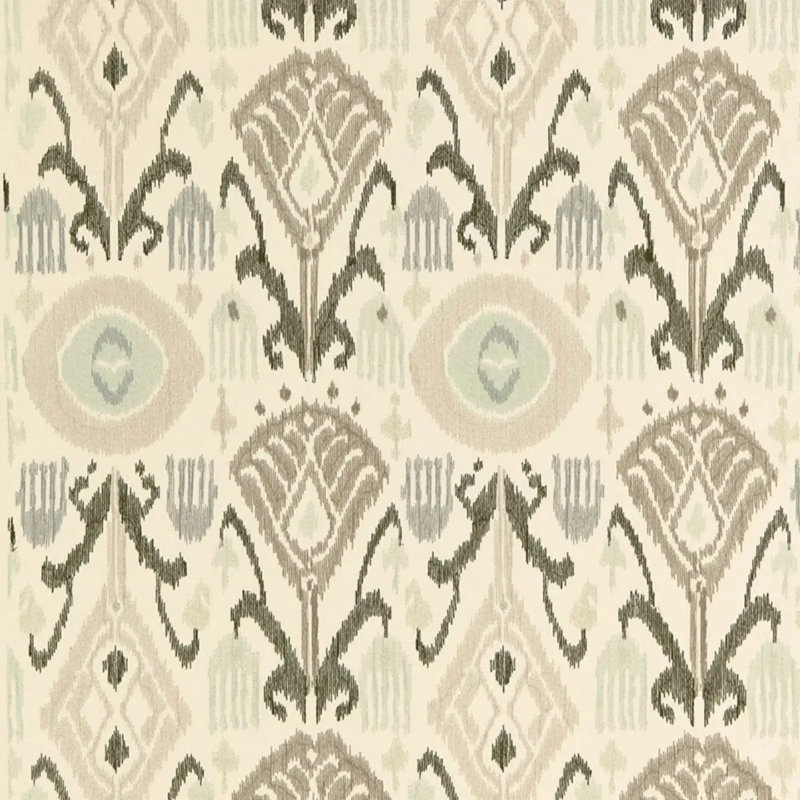 Turkestan Ikat Linen Blend Fabric, Taupe/Tan