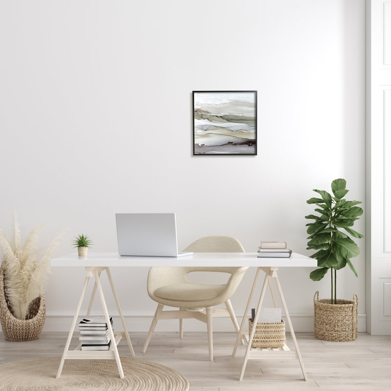 «Abstract Mountain Range L'interpretation Brown Gray» par Carol Robinson - reproduction d'art, Giclée encadrée noir minuit