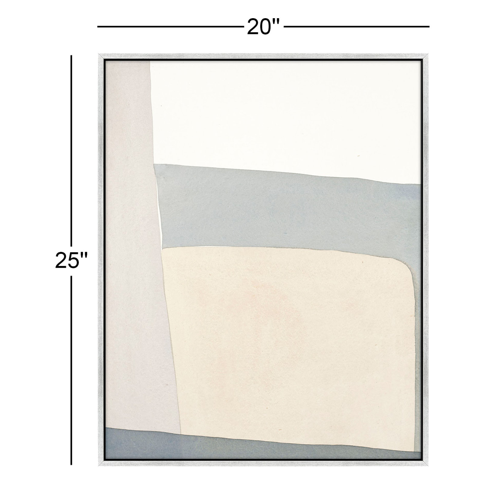Simple Grey Painting by Julia Balfour, Silver Framed Canvas, 25" H x 20" W x 1.4" D