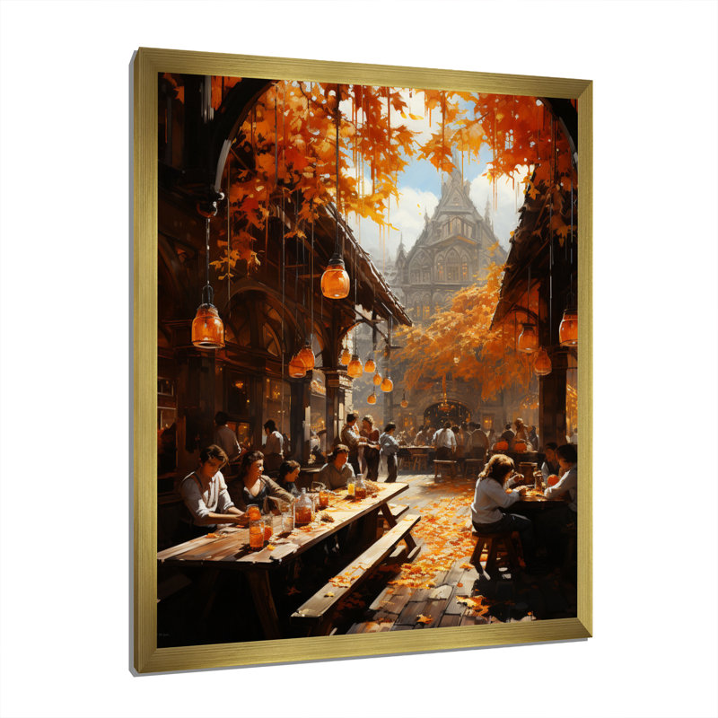 Sannois, fête de la bière en Oktoberfest en Allemagne I, Encadrement doré, H 44 po x l 34 po x P 1,5 po