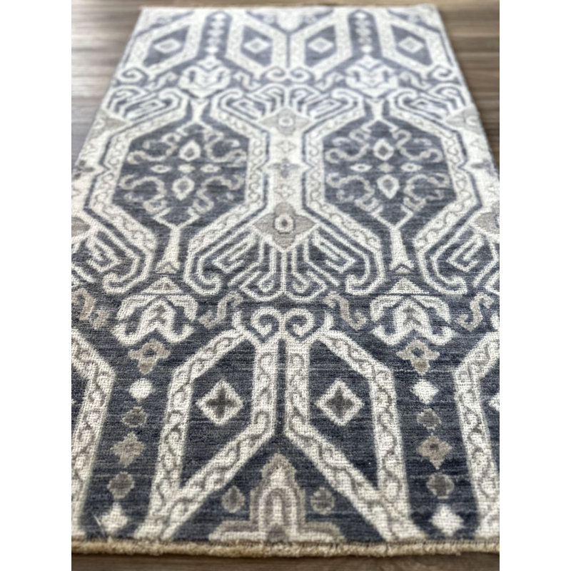 Tiny Knots Wool Geometric Area Rug in Ibis Dark Gray