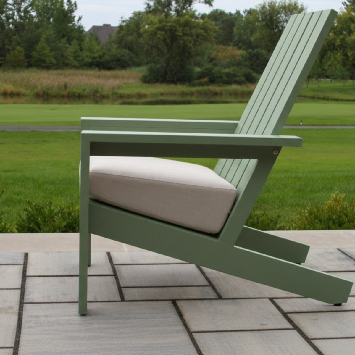 Rhys Aluminum Adirondack with Sunbrella Cushion, Green