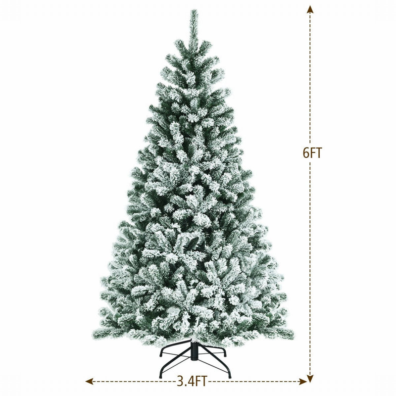 Arbre de Noël vert et blanc floqué / givré avec lumières DEL, H 6 pi