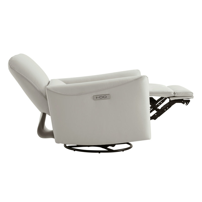 Mikkel Faux Leather Power Reclining Home Theater Seat, Cream Faux Leather