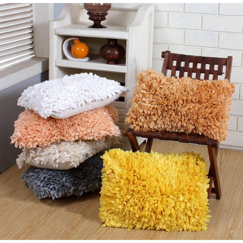 Coussin décoratif en coton, Ivoire, 14 po x 20 po