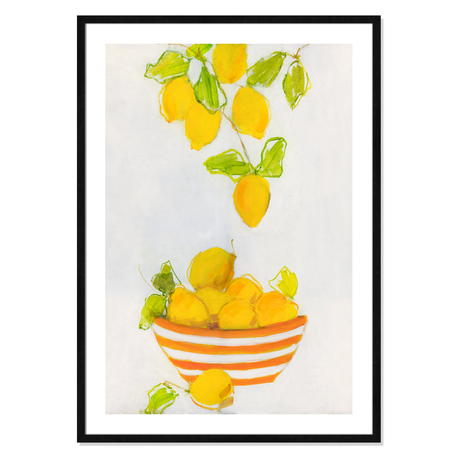 Lemonlicious by Sally Swatland - Painting Print, Black Wood Framed Paper, 41.5" H x 29.5" W x 0.75" D