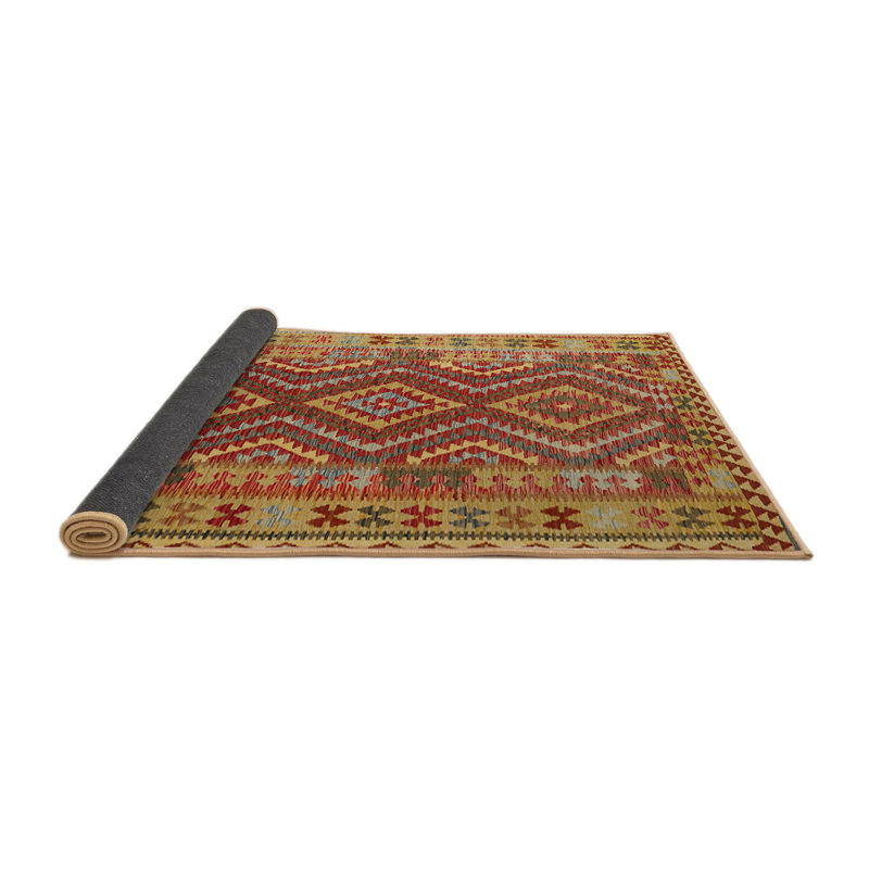 Tapis brun/gris/rouge contemporain, Rond 6 pi