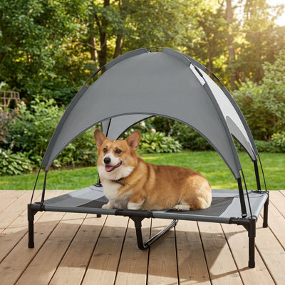 Pet Bed, Elevated Dog Bed with Removable Canopy, Outdoor Dog Cot with UV Protection Canopy Shade, 36 inch Large Pet Bed