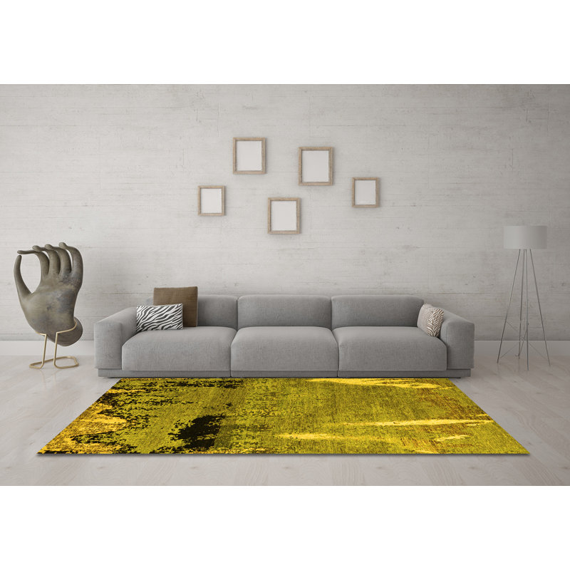 Jadhiel Washable Abstract Indoor Rug, Round 4'
