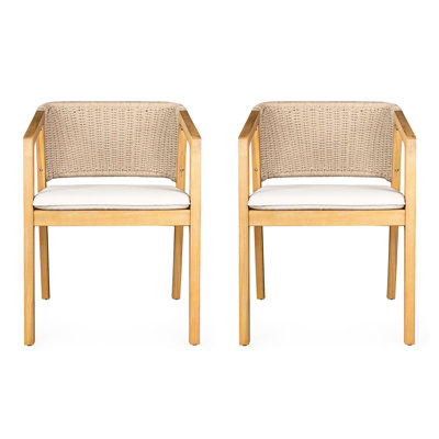Of 2 Dining Chairs - Wood With Water- Cushion And Slip Base 2 Chair Comfortable Non-Slip Mat