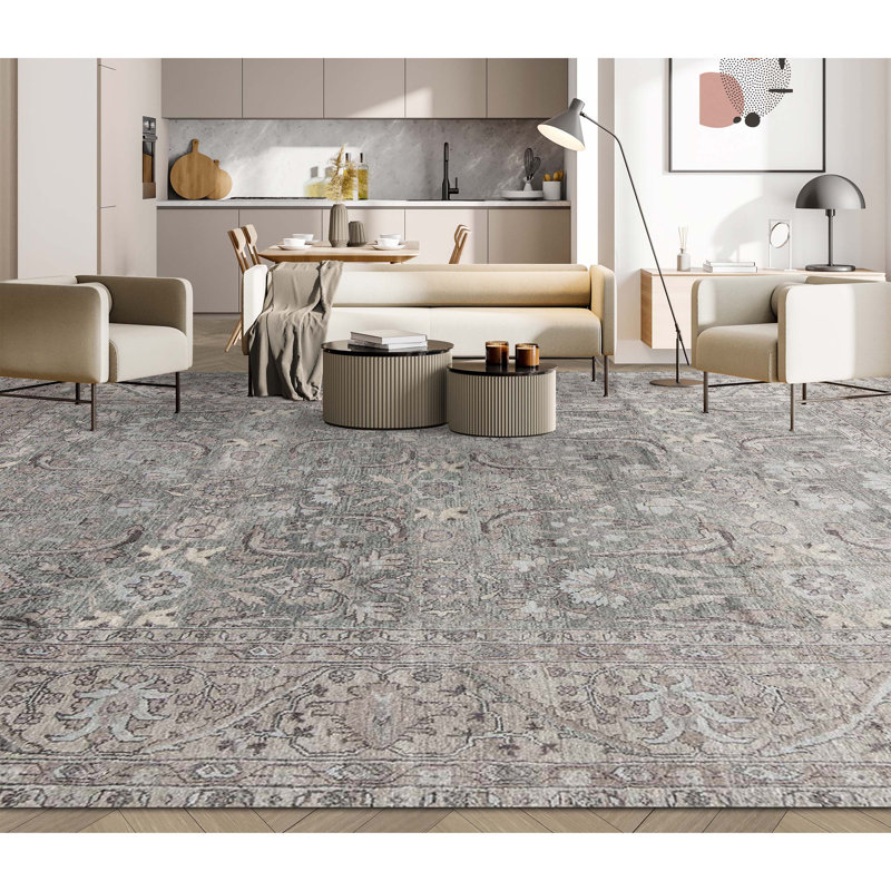 Wool Oriental Area Rug in Gray